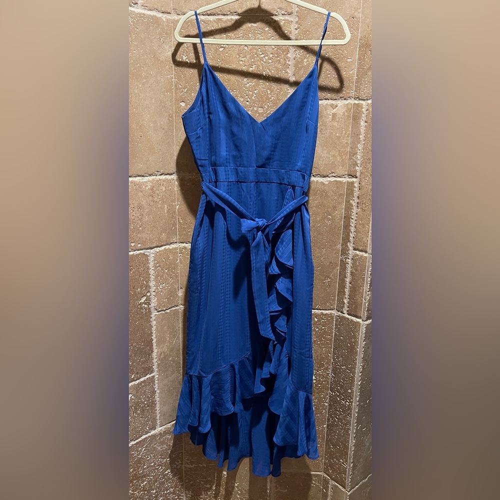 Lovers + Friends Blue Ruffle Midi Dress Size L